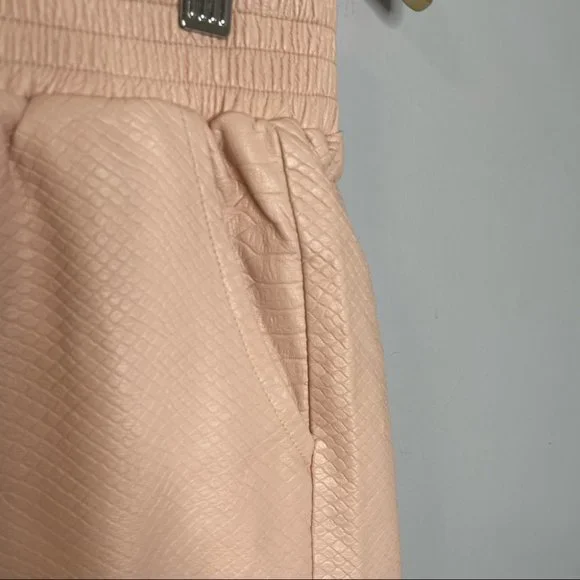 Lovers + Friends Vegan Croc Leather Soccer Shorts Pink Elastic Waist - Picture 7 of 10